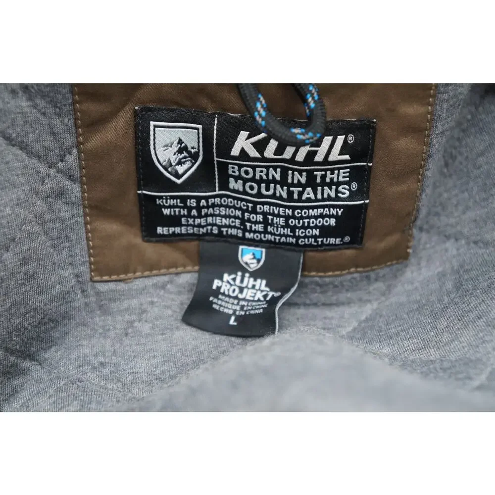 Men's Kuhl Projekt Insulated Kollusion Brown Quilt Lined Zip Up Coat Jacket Sz L - Picture 10 of 14
